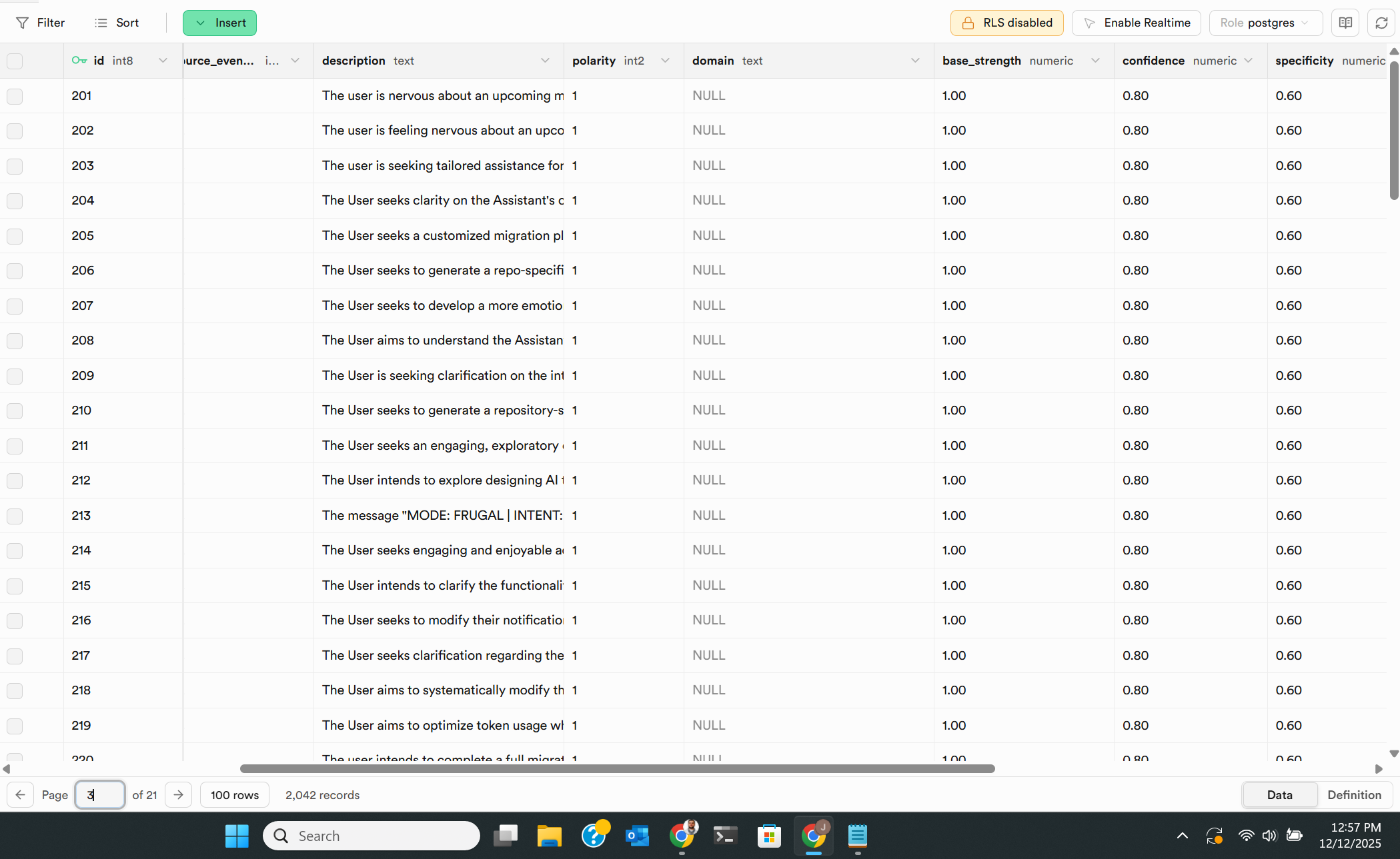 Intent classification engine processing 3,000+ user intents with confidence scoring